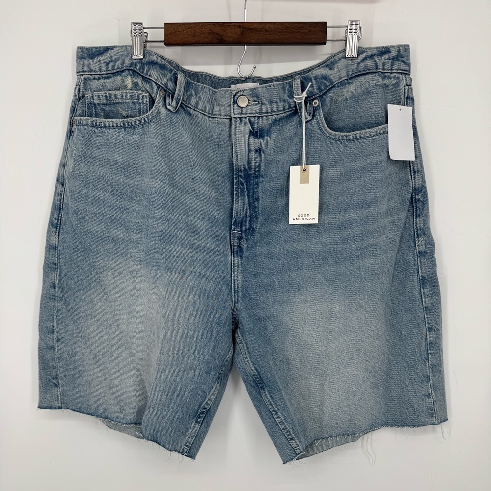 Good American Women's Good Standard Bermuda Denim Blue Shorts Plus Size 16 NWT